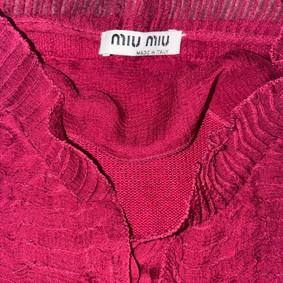 Miu Miu burgundy silk lace wool Cardigan - Picture 2 of 12